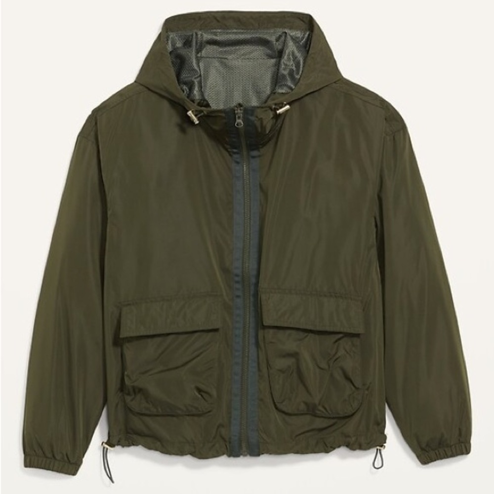 Old Navy Go-H2O Water Resistant Green Utility Jacket- Size L